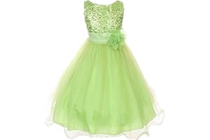 LIVE IT STYLE IT Girls Bridesmaid Flower Dress Sequinned Formal Wedding Party Christening Children Clothing Lace Dress Princess Girl Dresses Kid Baby Clothes Sequins Age 2-10 Years