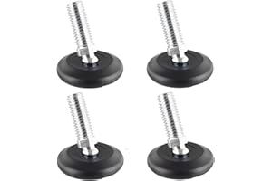 WAGNER Zestaw 4 stopek/stopek do poziomowania z przegubem kulowym Ø 37 mm, czarny, trzpień gwintowany M10 x 25 mm, ślizgacze meblowe - tworzywo sztuczne czarne - średnica Ø 30 mm wraz z - Made in DE -