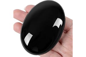‎QINJIEJIE QINJIEJIE Groß Obsidian 2.4" Ovale Kristall Natürliche Kristalle Edelsteine Sorgensteine Handschmeichler Stein Polierte Steine Reiki Steine für Angst zu Lindern Yoga Meditation Deko 1PC