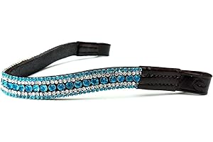 Countrypride SPARKY BLING BROWBAND 5 ROW DIAMANTE FOR BRIDLES IDEAL FOR SHOWING AND DRESSAGE TURQUOISE/CLEAR