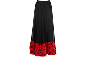 Partilandia Falda Flamenca Mujer Lunares Volante Doble Colores [Tallas Adulto S a XXL] [Roja Negra Blanca] Ensayo Baile Danza Disfraz