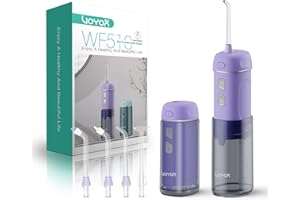 VOYOR-HEALTH Irrigador Dental Portatil Mini, Irrigador Bucal con 5 Modos e IPX7 Impermeable, Inalámbrico y Recargable, Apto para Limpieza Dental en Casa y Viaje WF510 (Morado)