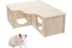 TOLENRE Casa de Hámster de Madera, Casa de Madera para Hámster, 3 Cámaras Casa para Cobayas de Madera, Casa de Escondite de Hámster, para Mascotas Casa de Animales para Jerbos Ratones Hámsters (31*24*11cm)
