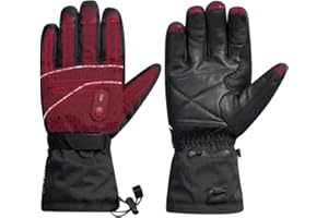 G-HEAT - Gants de Ski Evo-2 - Mixtes - Tactiles - Paume Cuir - Imperméables - Coupe-Vent - Leash Amovible - Usage : Sports d'hiver. Fournis avec 1 Paire de Batteries et câble de Recharge