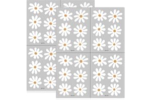 FENQURO Lot de 48 autocollants muraux à motif marguerites blanches, Décoration murale bohème, Pour femmes et filles, Pour salon, chambre à coucher, chambre d'enfant, salle de classe