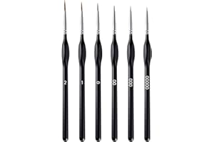 Détail Pinceau,6 Pièces Peinture Pinceaux Acrylique,Pinceau à Détails Fins Kit,Miniatures Ensemble de Mini Pinceaux de Peinture pour Acrylique,Huile,Aquarelle,Nail Art