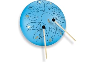 YUENGJGI Tongue Drum,Tamburo in Acciaio,6 Pollici 11 Toni Tamburo Tamburo per Lingua Handpan,Steel Tongue Drum per la Meditazione Yoga Terapia del Suono-Blu