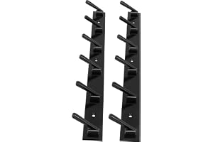 DOCOSS Metal 6 Pin Door Mount Key Hanging Shelves Holder&Cloth Hangers For Wall,Door,Bathroom And Rail,Pack Of 2,Black