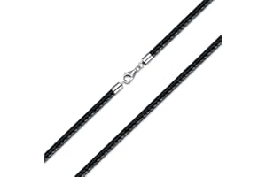 PDTJMTG Lederkette Herren Leder Halskette 2/3mm mit einem Sterlingsilber-Karabinerhaken für Damen Schwarz Kette Schmuck 45-65cm