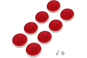 ETUKER Riflettore posteriore da 8 pezzi, catarifrangenti posteriori rotondi catarifrangenti di sicurezza a vite, catarifrangenti, catarifrangenti per pali per cancelli (rosso)
