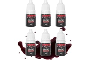 Katiluxiya Fake Blood Washable, 6pcs Realistic Drips Sticky Fake Blood, Professional Washable Stage Blood, Fake Blood Makeup Kit for Halloween, SFX Makeup, Cosplay Party, Stage, Horror Film (6 PCS)
