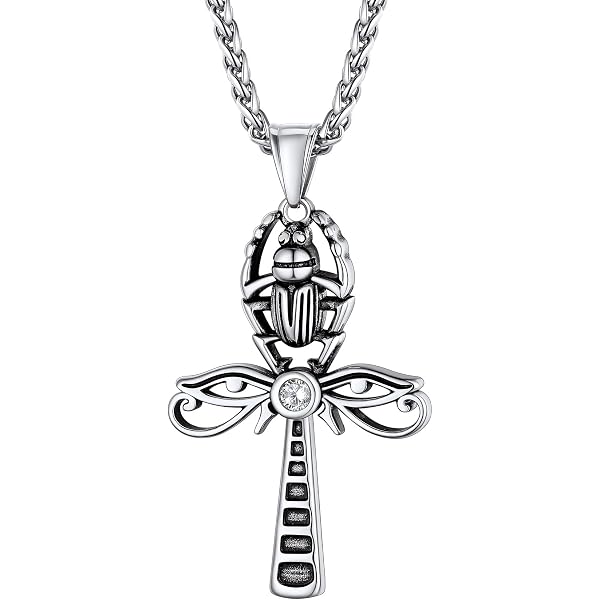 Midir&Etain Collana Occhio Di Horus Con Luna – Argento Sterling 925, Ciondolo Religioso Egiziano, Regalo Uomo/Donna