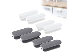 Ancuioyz Balkontürgriff außen Kleben, 8 PCS Türgriff Kleben Kunststoff Möbelgriff ABS-Kunststoffgriff Selbstklebende Griffe, Für Türen und Fenster, Schränke, Schubladen（weiß + grau）