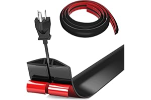 Bocguy Cache Cable Sol, Petit Canal de câble Flexible,1M x 5cm Goulotte Passe Cable Sol Silicone, Cache Fil Électrique Sol Auto-Adhésif Facile à Couper Montage pour Tous Les Câbles (Noir-Arrondi)