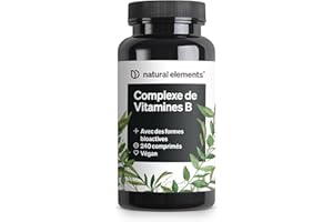 NATURAL ELEMENTS Complexe de Vitamines B – 240 comprimés – avec 8 vitamines B essentielles et cofacteurs – avec formes bioactives – végane, hautement dosé – contrôlé en laboratoire