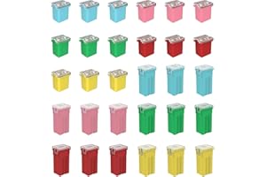 HAXIHA 30 Pièces Forme Carrée Fusible Assortiment,Automobile Profil bas/Haut/Standard Jcase Fusibles en Forme de Boîte,pour Camions,Voitures et SUV(20A/30A/40A/50A/60A,Chacun 3 pièces)