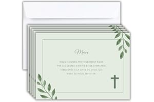 ROXISHA Lot de 50 Cartes + 50 Enveloppe Blanches - Cartes Remerciement Deuil - Condoléances Décès Obsèques ou Enterrement - Papier Mat de Qualité Format Carte Postale (14,8 X 10,5 cm) - Design Sobre & Élégant