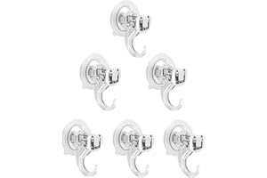 ‎QUNTIS Quntis 6-Pack Saugnapf Haken Set Ohne Bohren, Saughaken Extra Stark für Fenster Glas Bad Küche Badezimmer, 3KG Belastbar, Transparent, 7cm Durchmesser