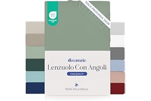Dreamzie lenzuola con angoli Matrimoniale 160 x 200 cm - Angoli da 35 cm per Materassi Spessi - 100% Microfibra - Verde Chiaro, Certificato senza Prodotti Chimici (Oeko-TEX)