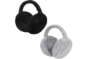 Bestomrogh 2 Pcs Women Earmuffs,Winter Ear Warmers Women Ear Covers Foldable Plush Girls Earmuffs for Cold Weather