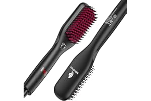Hair Straightener Brush, MiroPure Enhanced Ionic Hair Straightening Brush, 30s Fast MCH Heating, 12 Temperature Settings, Temperature Lock & Auto-Off Function