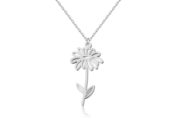 UMAGICBOX Collier Fleur de Naissance Personnalisé en Or ou Argent - Bijou Élégant et Significatif pour Femme - Cadeau d'Anniversaire, Noël, Fête des Mères ou Saint-Valentin
