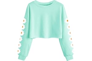 Imily Bela Girls Sweatshirt Daisy Pinted Crop Tops Cute Kids Jumper Long Sleeve Pullover Tee Shirts Clothes