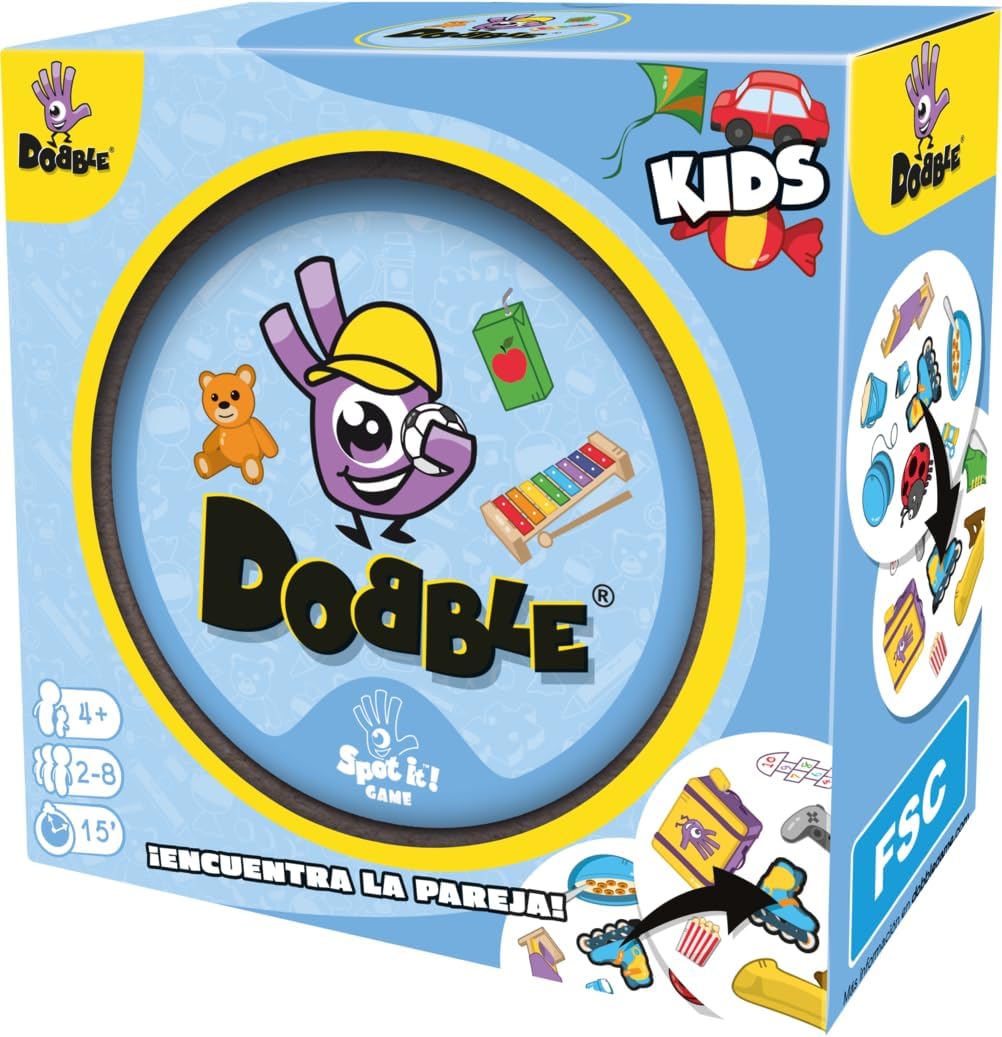 Asmodee Dobble Kids, Juego de Cartas Infantil de Acción y Reflejos, A Partir de 3 Años, De 2 a 8 Jugadores, 15 Minutos por Partida, En Español