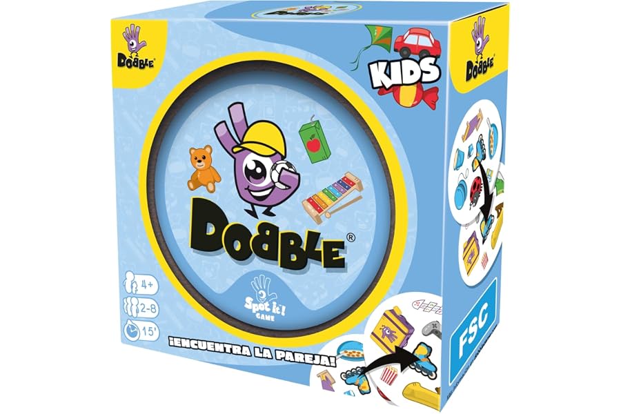 Asmodee Dobble Kids, Juego de Cartas Infantil de Acción y Reflejos, A Partir de 3 Años, De 2 a 8 Jugadores, 15 Minutos por Pa