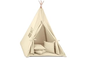 Tipi Zelt für Kinder Spielzelt Tippi Kinderzelt Kinderzimmer Teepee Indianerzelt Outdoor Indoor Modell 8 mit Spielmatte und 3 Kissen
