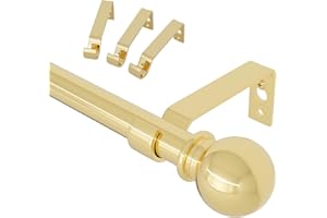 ATUHOLA barra cortinas dorada 80-157 cm, Juego de barras de cortina ajustables con soportes, Barra decorativa para cortinas de 16 mm de diámetro para salon sala de estar y dormitorio