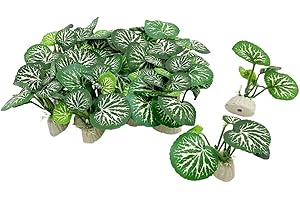 SMOOTHEDO-PETS Lot de 20 mini plantes artificielles en plastique pour aquarium - Petite taille - 2,5 cm de haut - Feuilles en soie - A
