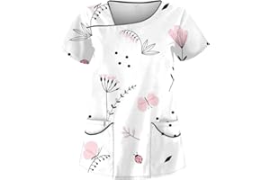 SAYMANY Damen Pfleger Schlupfkasack Kurzarm Kasack Rundhals T-Shirt Tuniki Bluse Krankenpfleger Kosmetikerin Uniform Hospital Pflegeheim Schlupfhemd Berufskleidung Schlupfhemd Damen Medizin Uniform