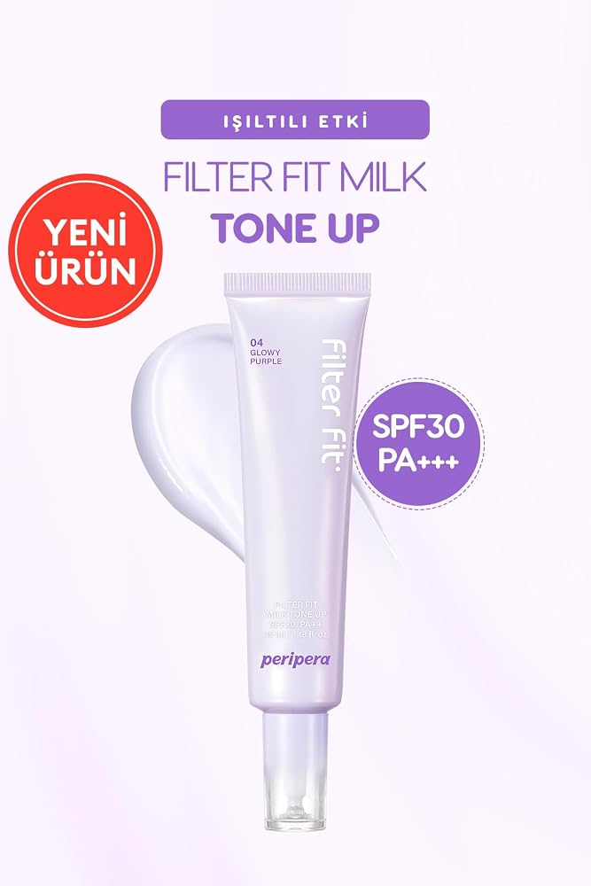 Peripera, Işıltılı, Ton Eşitleyici Krem Filter Fit Milk Tone Up (004 Glowy Purple) SPF30 PA++