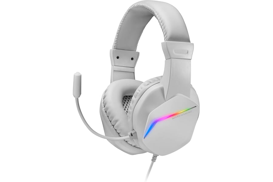 Mars Gaming MH122, Cascos Gaming FRGB Over Ear con Micrófono, Sonido HiFi, Cancelación de Sonido, Ultraligeros, PS4 PS5 Xbox 