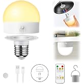 MuSylonz E27 Rechargeable Light, Wireless & Cordless Charging Bulbs with Remote Control, Rechargeable Bulbs for Lamps, Dimmab