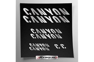 Sticker Kit Compatible with Canyon MTB Mountain Bike Frame and Helmet | Decals Sticker Decals Bike Logos | Stickersland® (Shiny Silver Metallic)