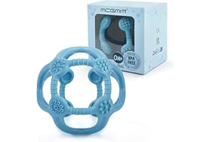 MCGMITT Palla da afferrare per bambini, gioco in silicone, per bambini, palla da afferrare e masticare per bambini, 100% senza BPA (blu)