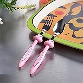 Deconox 2'li Fig&uuml;r Modelli Paslanmaz &Ccedil;elik Bebek Mama Seti &ndash; &Ccedil;atal ve Kaşık, Mavi ve Pembe Renk Se&ccedil;enekleri, Ergonomik ve G&uuml;v