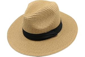 Inlefen Women's Panama Hat, Foldable Roll up Floppy Straw Hat for Men and Women, UPF50 + Summer Beach Sun Cap with Large Brim