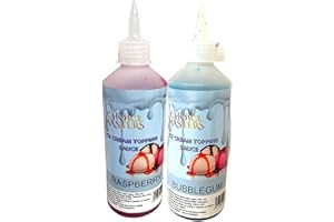 SYNC'T Raspberry and Bubblegum Ice Cream Topping Flavour Sauce 2Pack Bundle Syrup Topping Each 625g Squeezy Bottles, Suitable for Vegetarians/Vegans, for Pancake, Cocktails, Waffles and Popcorn
