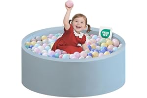 Bällebad Baby 80Cmx30Cm Schaumstoff Ball Pit Kinder Rund Bällebad Baby ab 1 Jahr Baby Bällepool für Innen Ball Pool Mädchen und Jungen (Lichtblau, Keine Bälle)