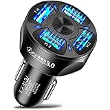 SHGK Caricabatteria da auto a 4 porte, caricatore per accendisigari QC 3.0 USB veloce, adattatore per caricabatterie da auto 