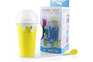 BINGGUNYO Magic Quick Frozen Smoothies Cup, Slushy Maker Cup, DIY Squeeze Ice Cup, Vaso Mágico para Smoothies Congelados Rápidos, Vaso para Hacer Granizados, Vaso Mágico Congelado (Amarillo)