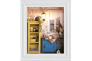 ZERODIS Domek dla lalek DIY miniaturowy zestaw domek dla lalek Dekoracje Projekt ramki zdjęcia Dom DIY Zestawy rękodzieła ze światłami i meblami Prezenty urodzinowe Dekoracja domu dla chłopców i dziewcząt