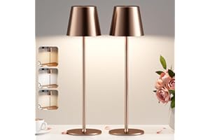 PreeOtti 2 Pezzi Lampada da Tavolo Senza Fili, Touch Dimmerabile, 3 Modalità di Colore, Lampada da Comodino LED Ricaricabile per Camera da Letto, Soggiorno, Campeggio all'aperto Esterno(Caffè)