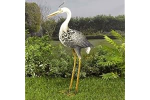 Garden mile Solar Light Up Heron with Multicoloured LED Lights Copper Effect Metal Animal Sculptures Garden Ornaments Decoration Solar Powered Outdoor Ornaments 72cm