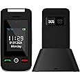 artfone C10 Senior Mobile Phone, SIM-Free Unlocked Flip Phone with Dual SIM & Dual Display, Easy to Use Big Button, SOS Emergency Button, High Volume, USB-C & Charging Dock for Elderly People, Black