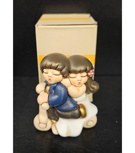 Bomboniera Sposi In Viaggio THUN - Coppia Con Valigia In Ceramica Dipinta A Mano