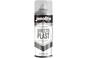 JENOLITE Directoplast farba błyszcząca, biała, farba w sprayu do wszystkich rodzajów tworzyw sztucznych, bez podkładu, 400 ml, RAL 9016